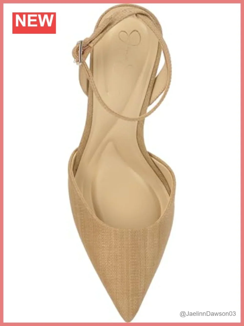 Block Heel Ankle Strap Raffia Pump Pointed Toe